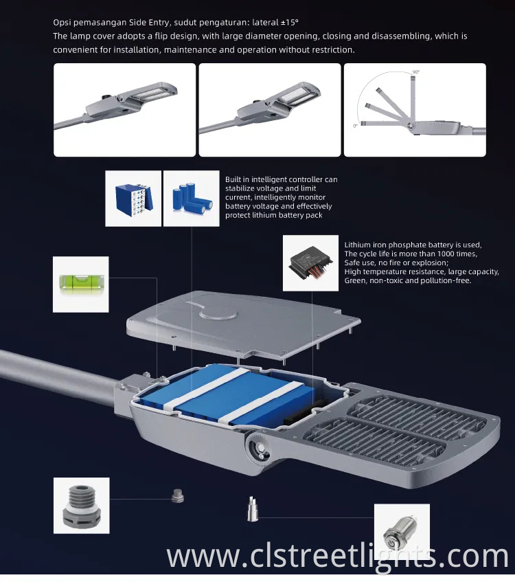 Outdoor Waterproof Integrated All in Two 100W 200W 300W 500W Solar Street Light with Solar Panel for Street